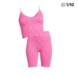 Jacquard Seamless Tank Top & Biker Shorts